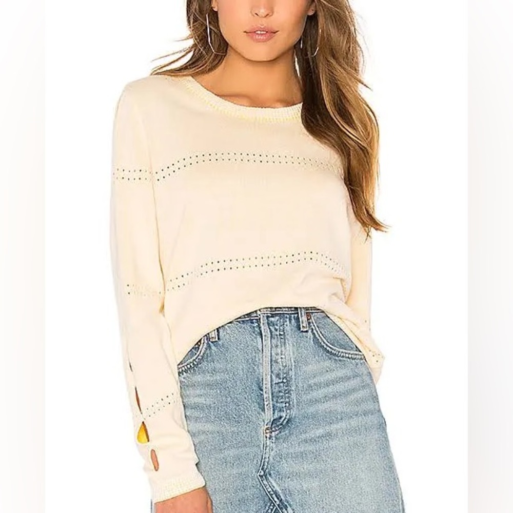 Michael Stars Reversible Butter Yellow Pullover Crewneck Sweater